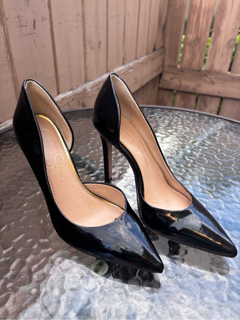 Jessica Simpson Black Patent Pointed Toe Stiletto Pumps